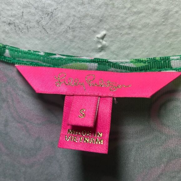 LILLY PULITZER ladies Moana Maxi Dress small green pink Spearmint Blossom hi low - Picture 6 of 12